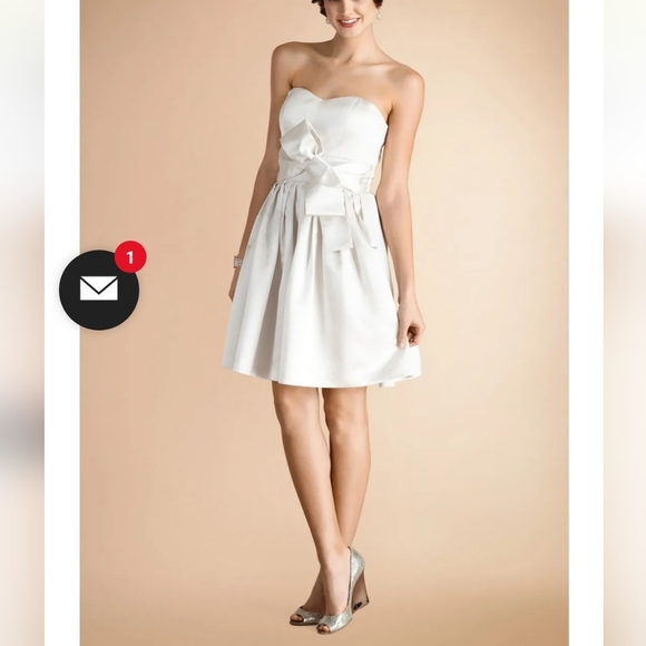 Donna Morgan size 10 Samantha fit & flare ivory/white strapless - Picture 10 of 10